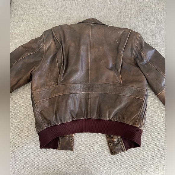 Vintage 100% Leather Brown Bomber Jacket - Picture 11 of 11